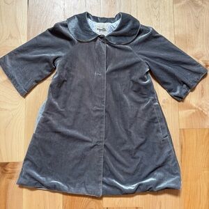 NEW Vignette Jane Girls Silver Gray Velvet Coat with Peter Pan Collar
